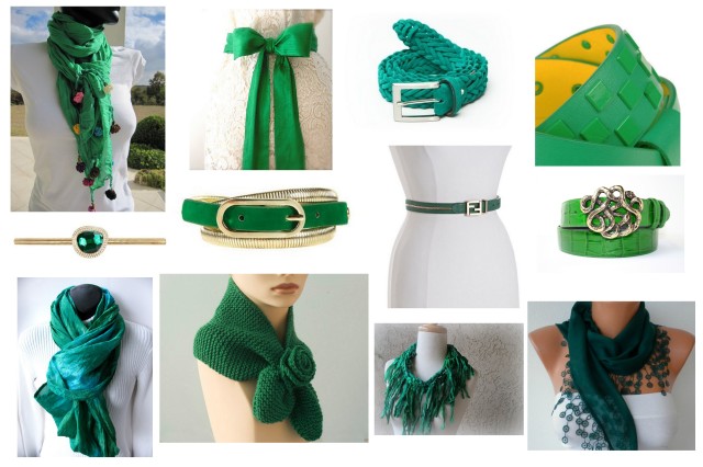 Emerald green belts/scarves