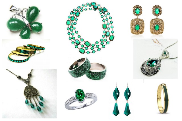 Emerald green jewellery