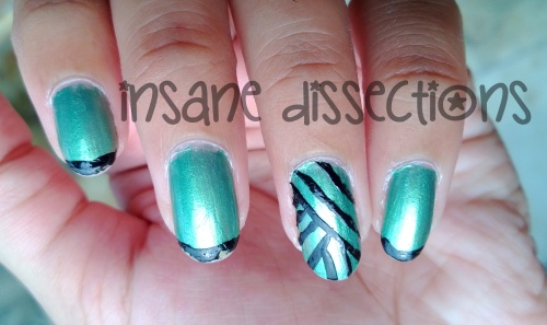 Green accent nail art-1