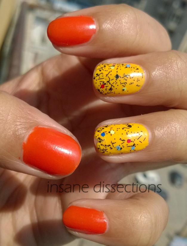 orange yellow nail art