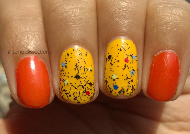 yellow confetti nail art